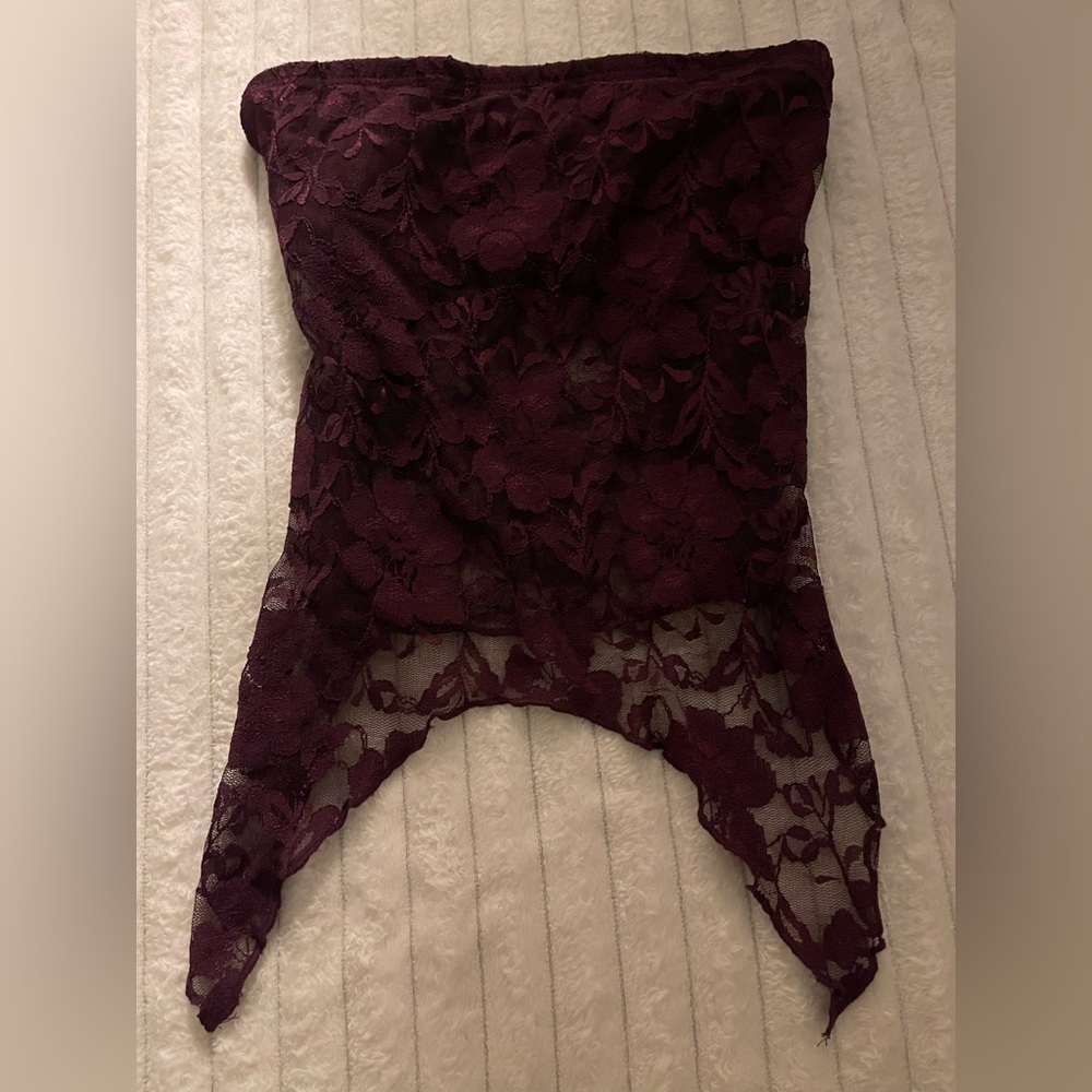Maroon Lacey Floral Tube Top